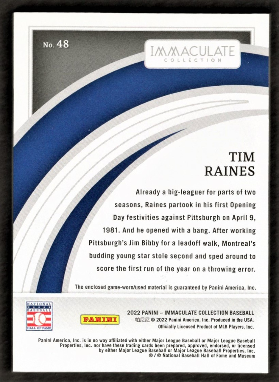 2022 Panini Immaculate #48 Tim Raines Game Used Bat Relic 20/25 - The  Baseball Card King, Inc.