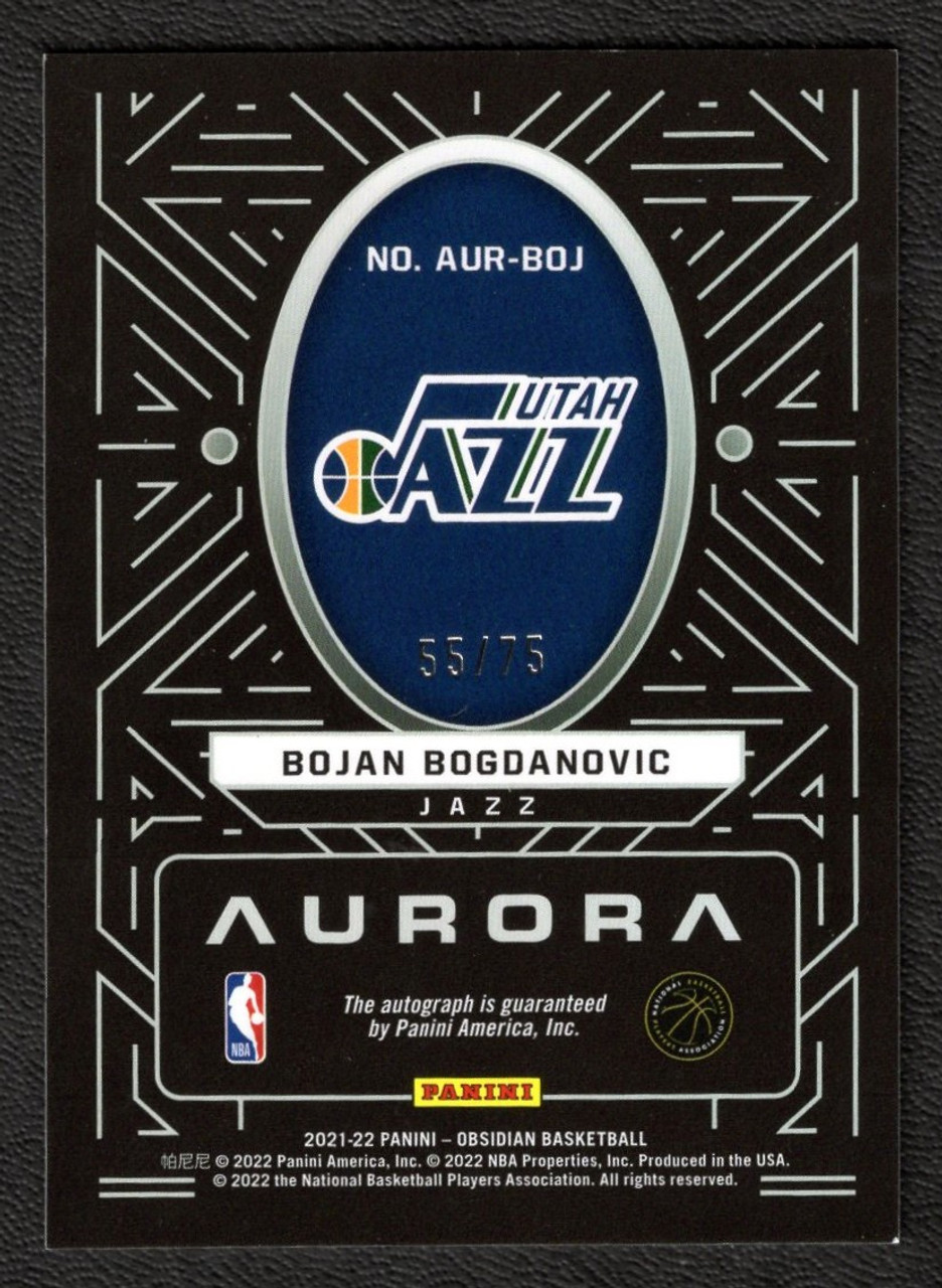 2021/22 Panini Obsidian #AUR-BOJ Bojan Bogdanovic Aurora Purple Etch Autograph 55/75