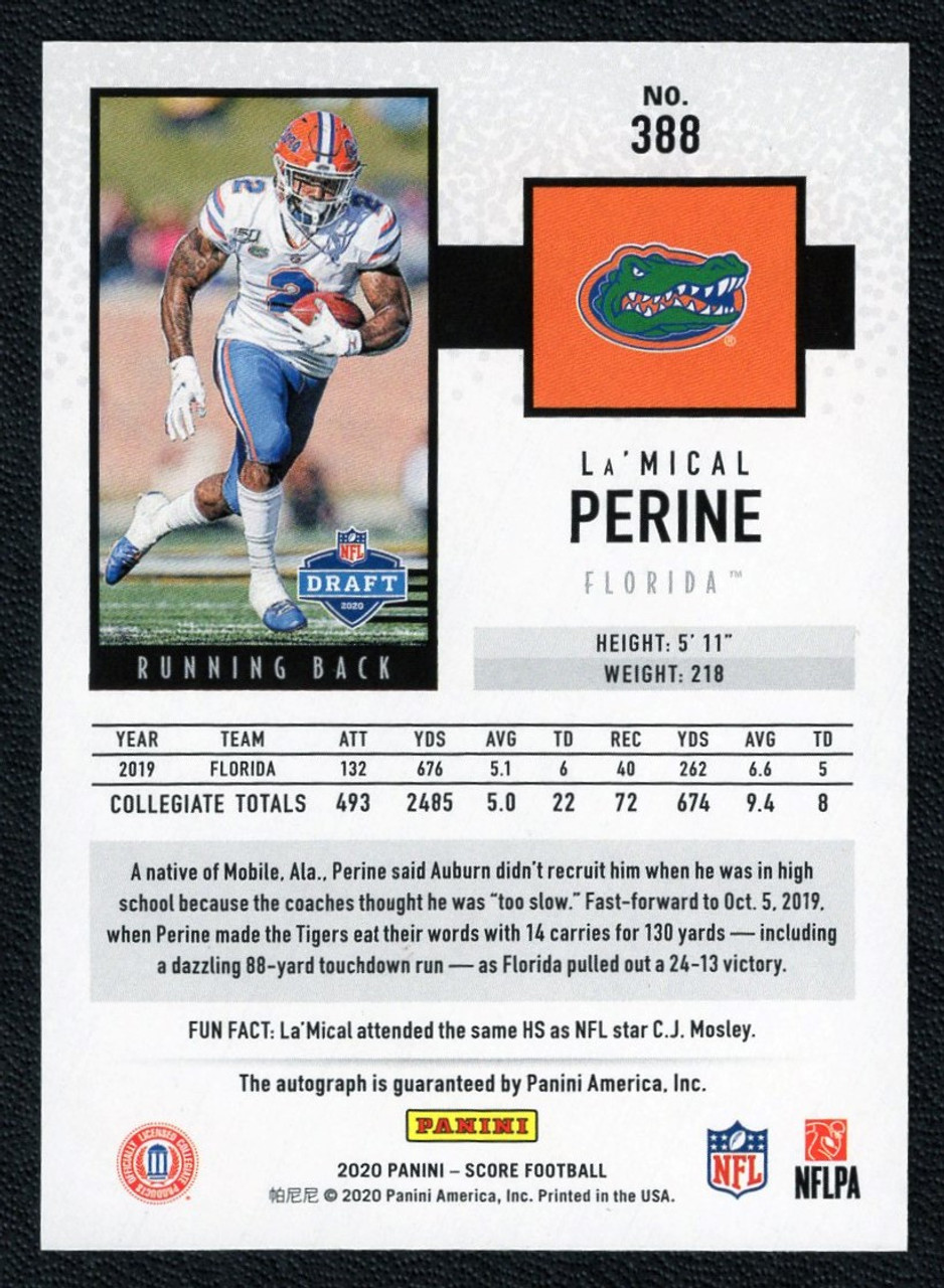 2020 Panini Score #388 La'Mical Perine Rookie Autograph