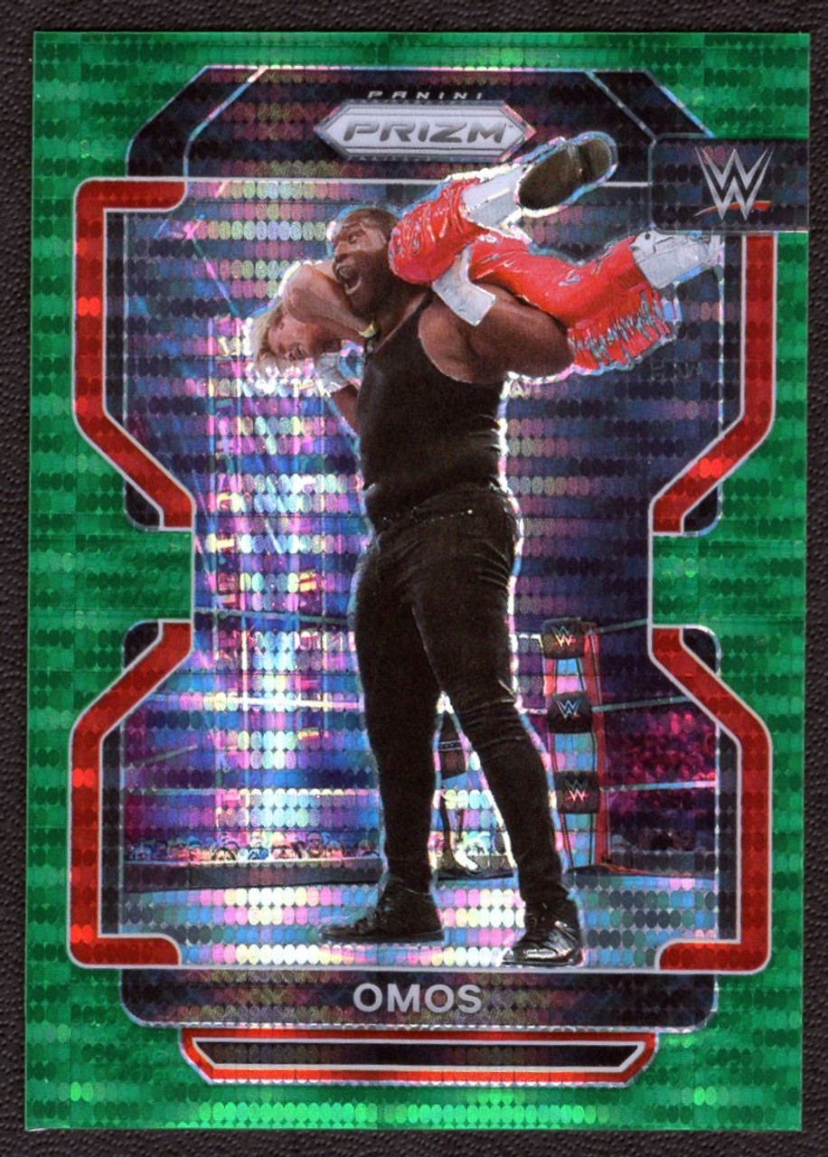 2022 Panini Prizm WWE #170 Omos Green Pulsar Prizm 25/25