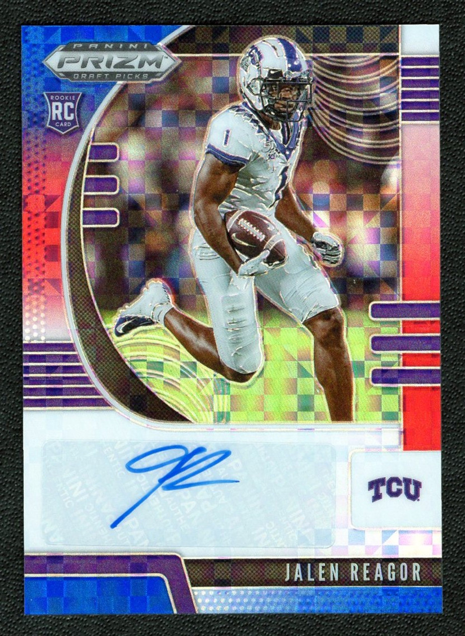 2020 Panini Prizm Draft Picks #117 Jalen Reagor Red / White / Blue Prizm Rookie Autograph 45/99