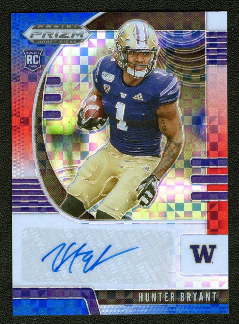 2020 Panini Prizm Draft Picks #285 Hunter Bryant Red / White / Blue Prizm Rookie Autograph 95/99