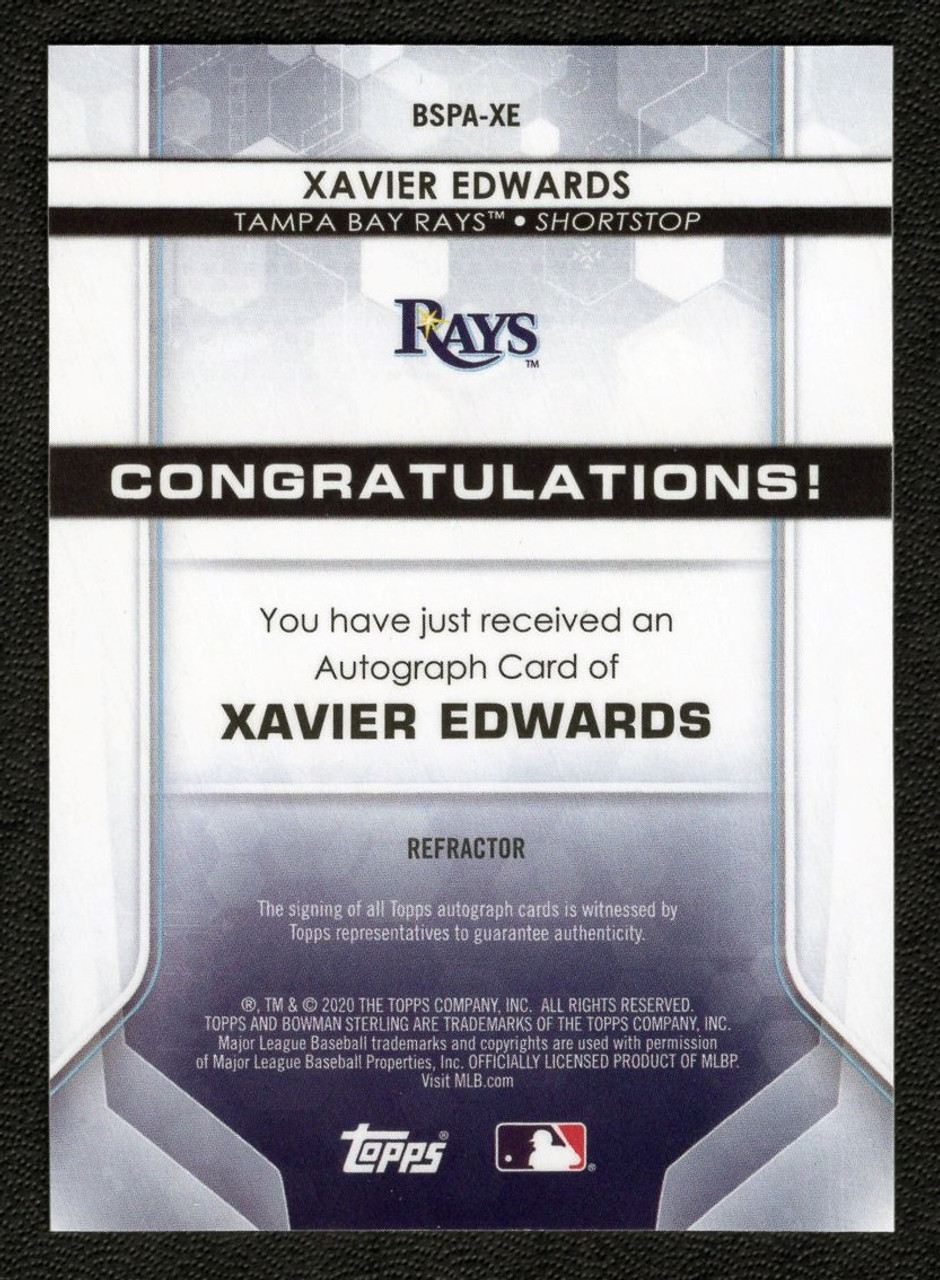 2020 Bowman Sterling #BSPA-XE Xavier Edwards Prospect Refractor Autograph 070/150