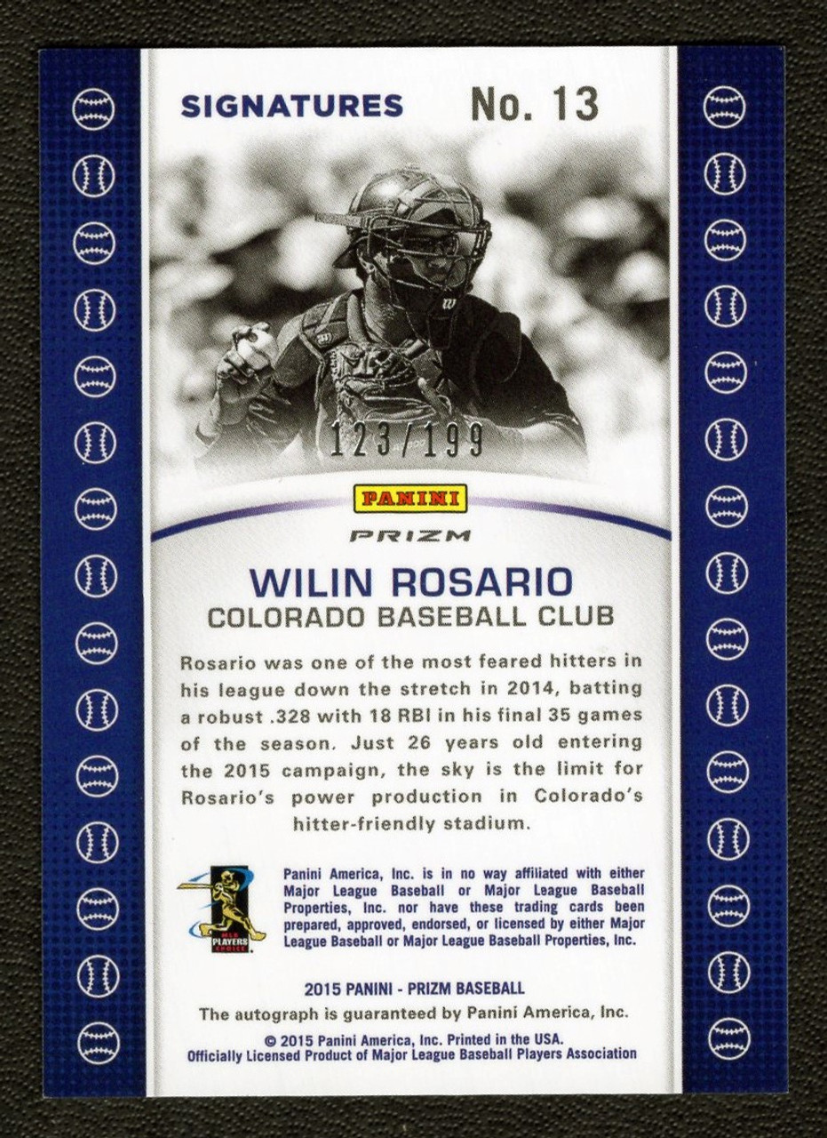 2015 Panini Prizm #13 Wilin Rosario Baseball Signatures Camo Prizm Autograph 123/199