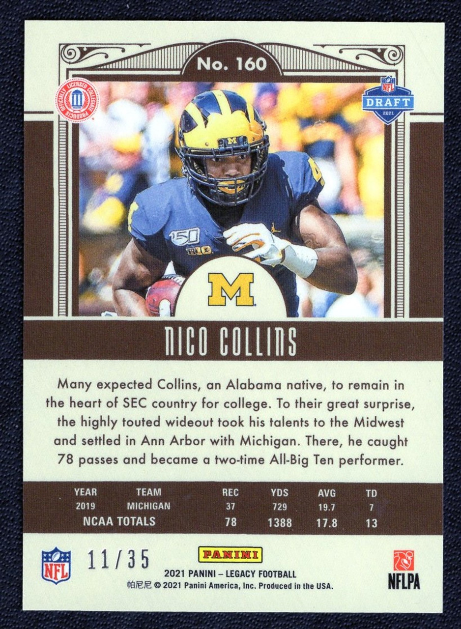 2021 Panini Legacy #160 Nico Collins Blue Parallel Rookie 11/35