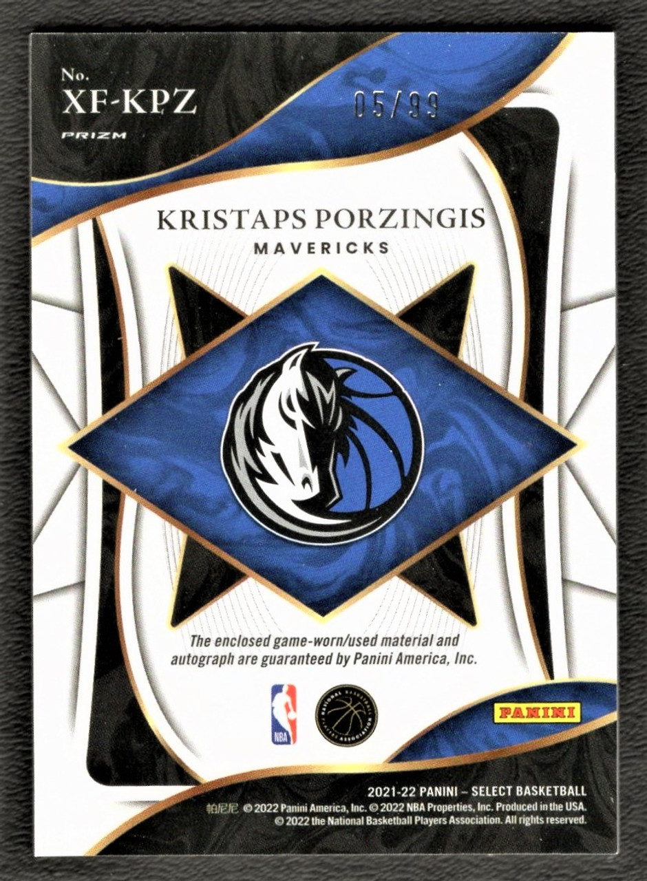 2021/22 Panini Select #XF-KPZ Kristaps Porzingis X-Factor Game Used Jersey Autograph 05/99