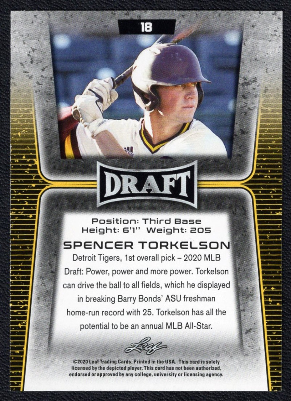 2020 Leaf Draft #18 Spencer Torkelson XRC Gold Parallel Rookie