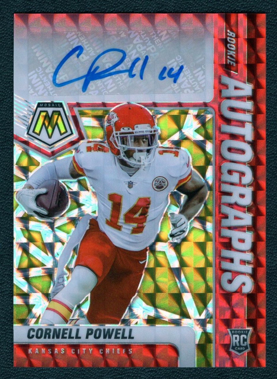 2021 Panini Mosaic #RA-40 Cornell Powell Red Yellow Fusion Prizm Rookie Autograph