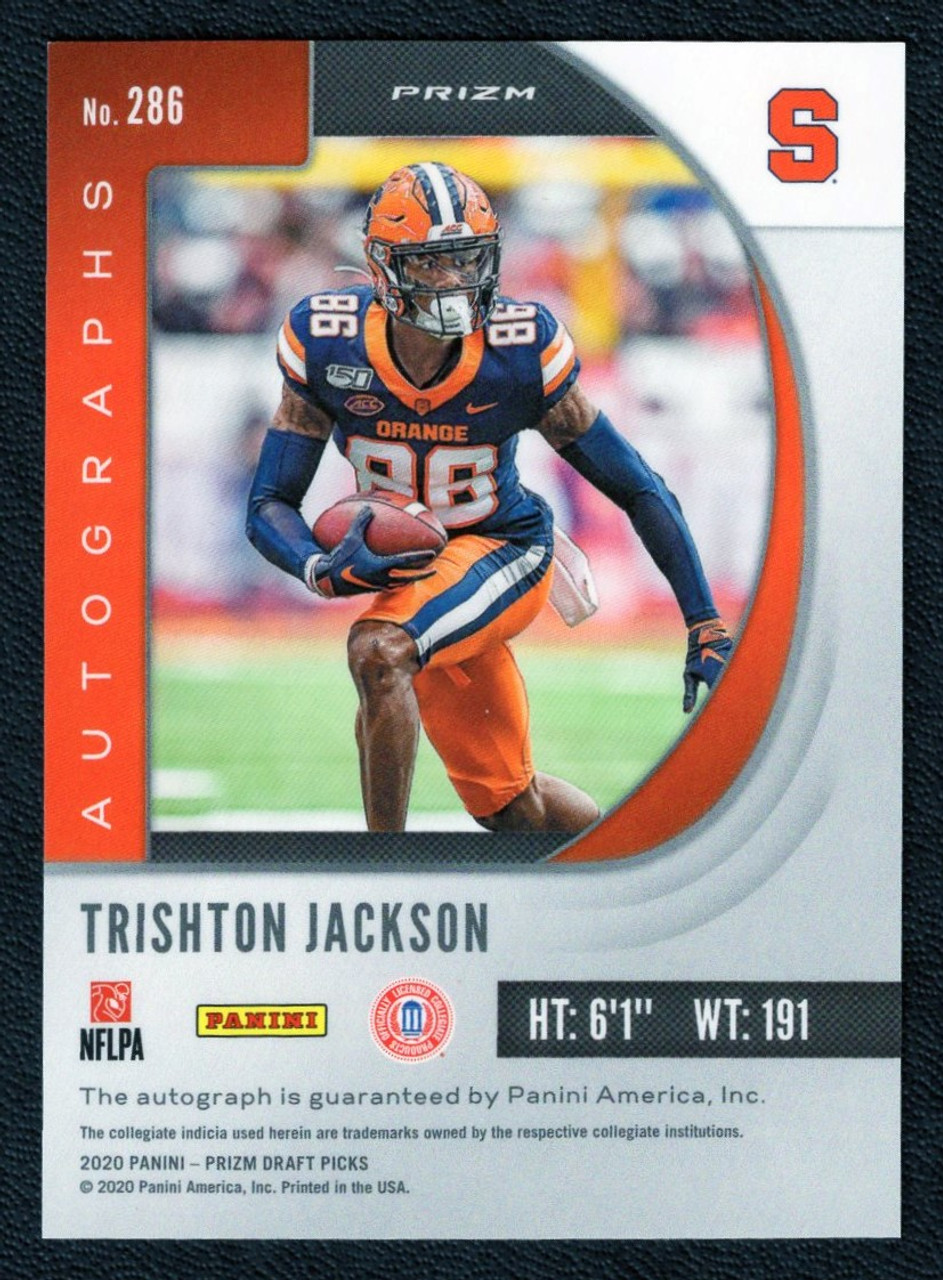 2020 Panini Prizm Draft Picks #286 Trishton Jackson Silver Prizm Rookie Autograph