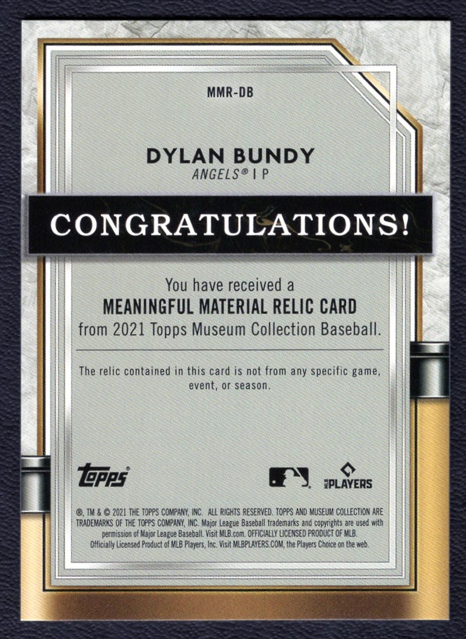 2021 Topps Museum #MMR-DB Dylan Bundy Meaningful Material Game Used Jersey Relic 21/50
