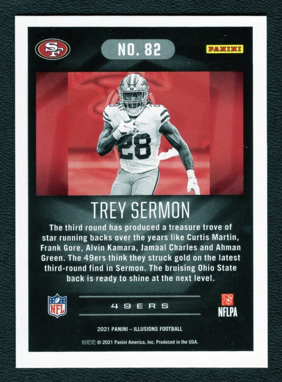 2021 Panini Illusions #82 Trey Sermon Yellow Diamond Parallel Rookie 206/249