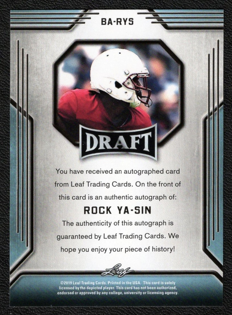 2019 Leaf Draft #BA-RYS Rock Ya-Sin Rookie Autograph