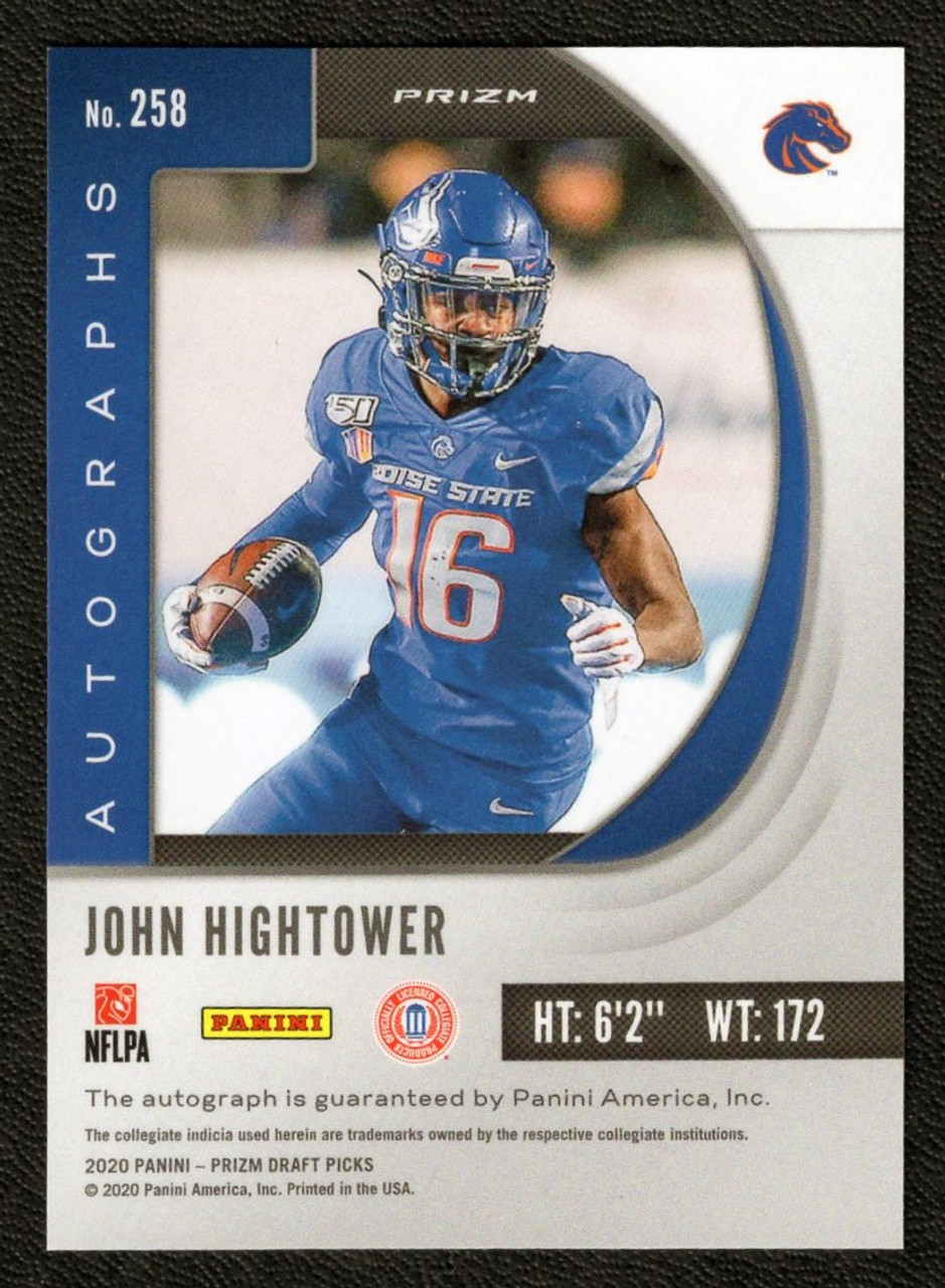 2020 Panini Prizm Draft Picks #258 John Hightower Silver Prizm Rookie Autograph