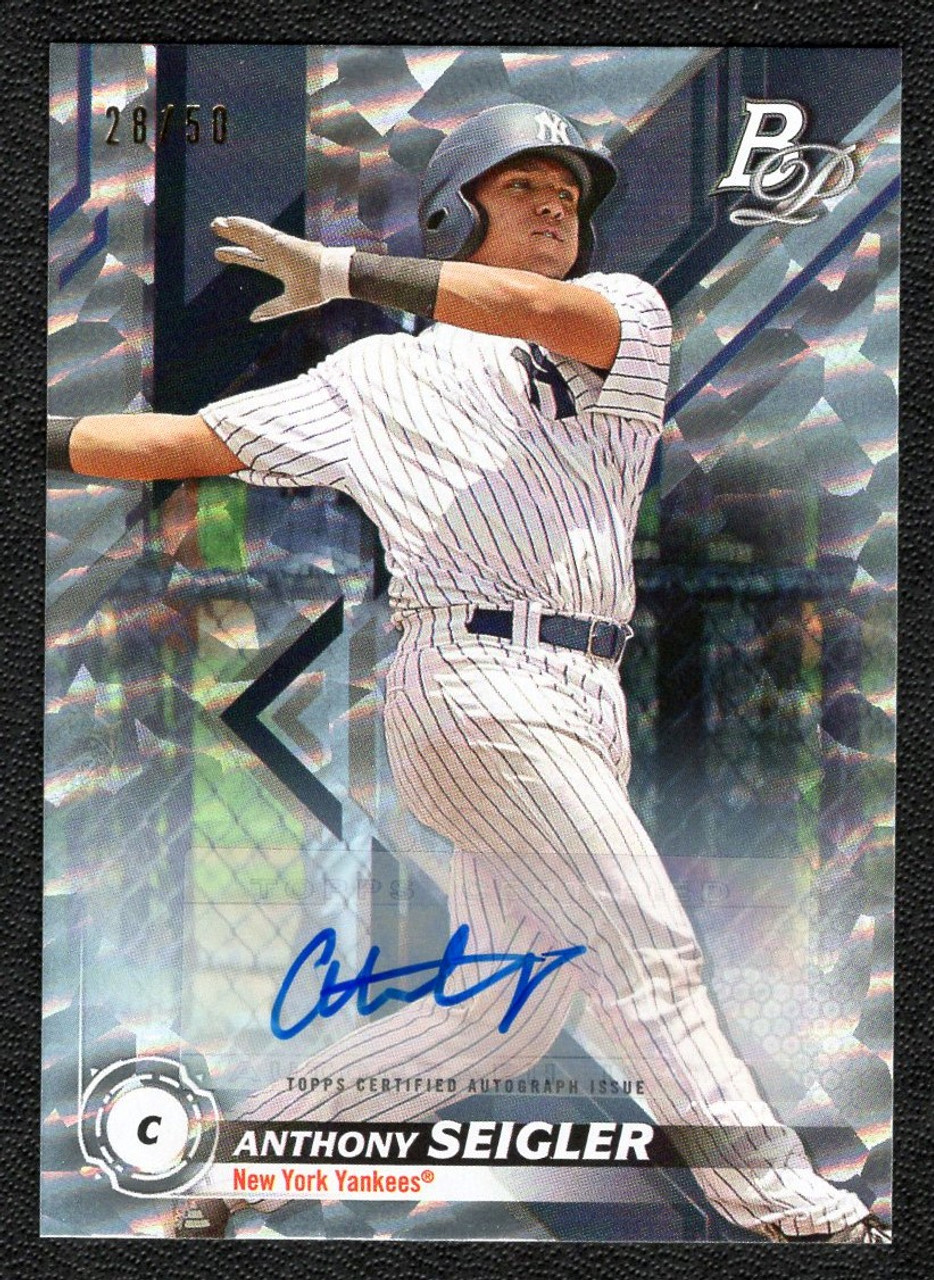 2019 Bowman Platinum #TOP-25 Anthony Seigler Ice Parallel Autograph  28/50