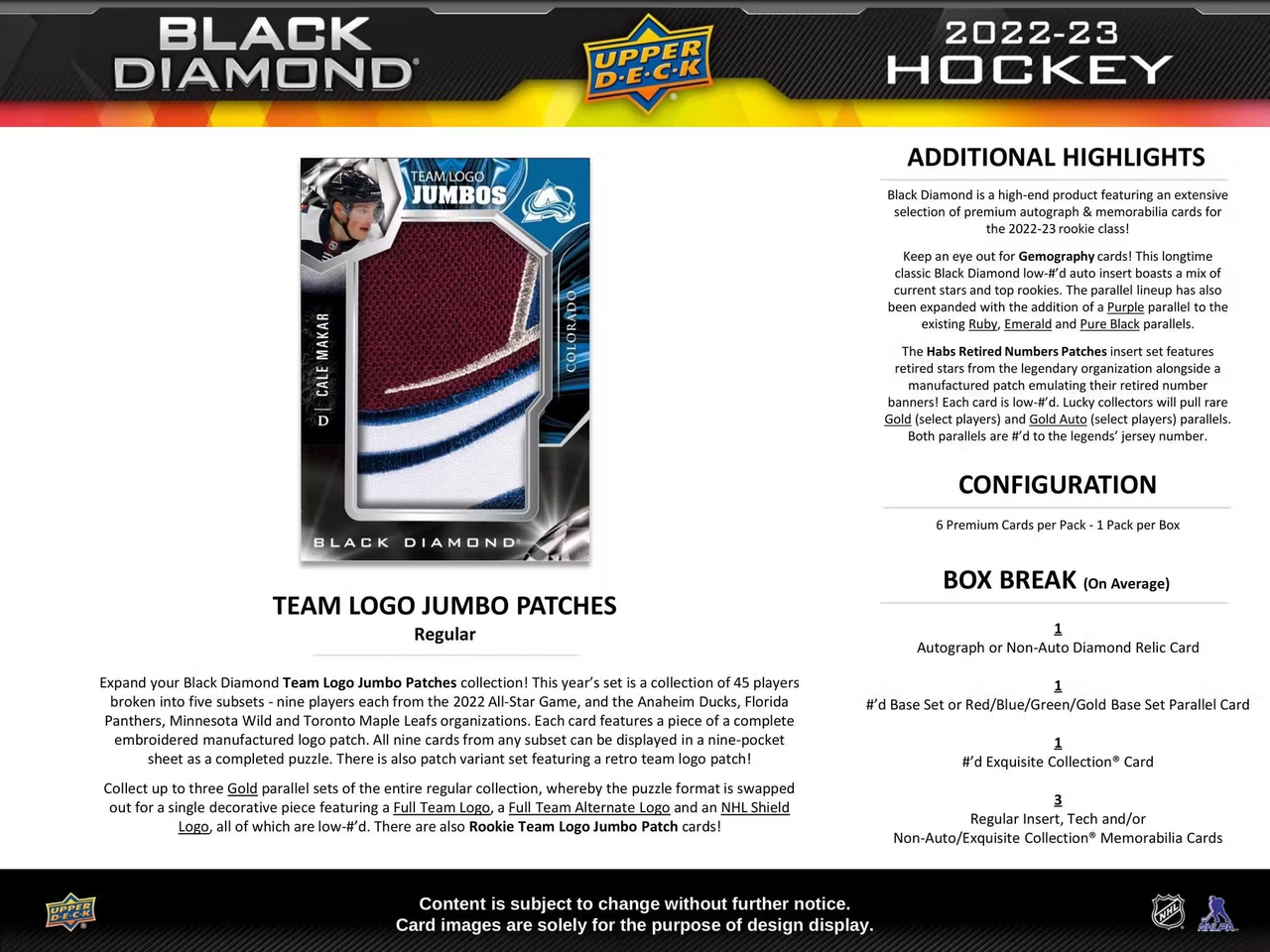 2022/23 Upper Deck Black Diamond Hockey Hobby Box