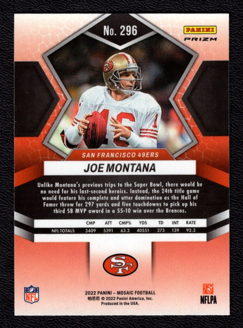 2022 Panini Mosaic #296 Joe Montana Super Bowl XXIV Silver Prizm