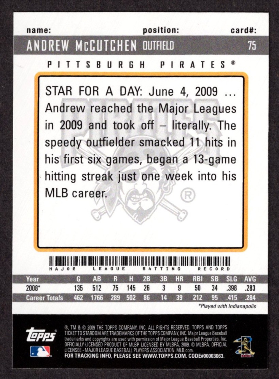 Andrew McCutchen 2009 Topps Ticket to Stardom Rookie Card #75