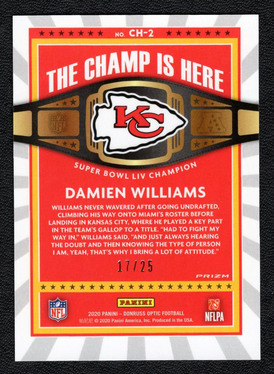 2020 Panini Donruss Optic #CH-2 Damien Williams The Champ Is Here Black Pandora Prizm 17/25