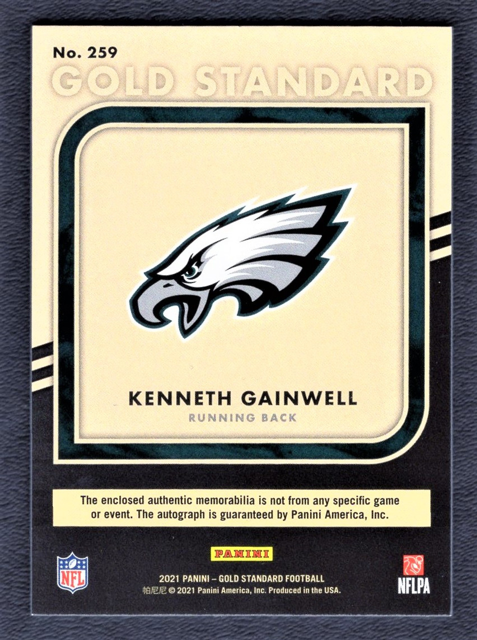 2021 Panini Gold Standard #259 Kenneth Gainwell Dual Jersey Relic Rookie Autograph 053/149
