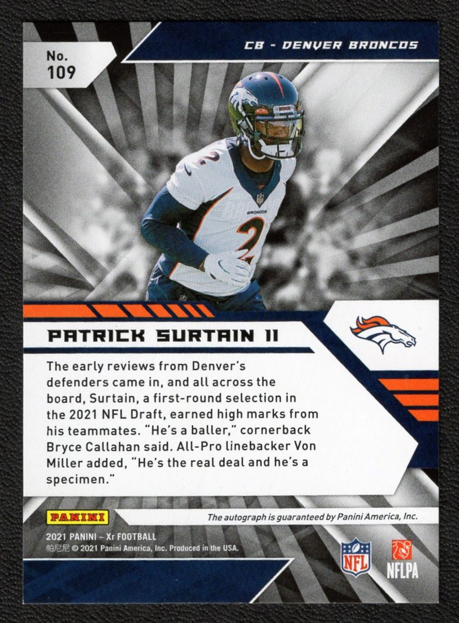 2021 Panini XR #109 Patrick Surtain II Orange Parallel Rookie Autograph 09/99