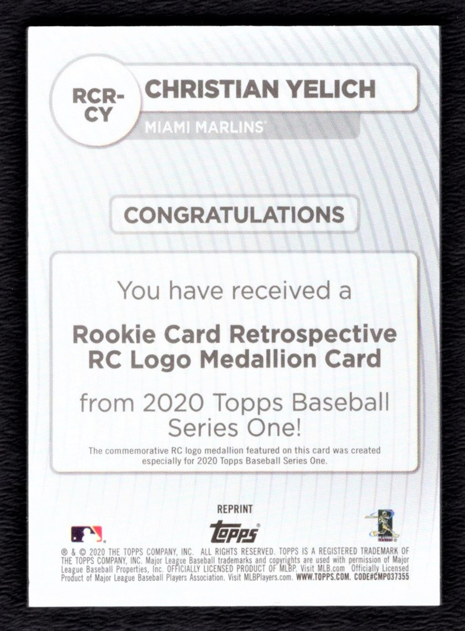 2020 Topps Series 1 #RCR-CY Christian Yelich Retrospective RC Logo Medallion