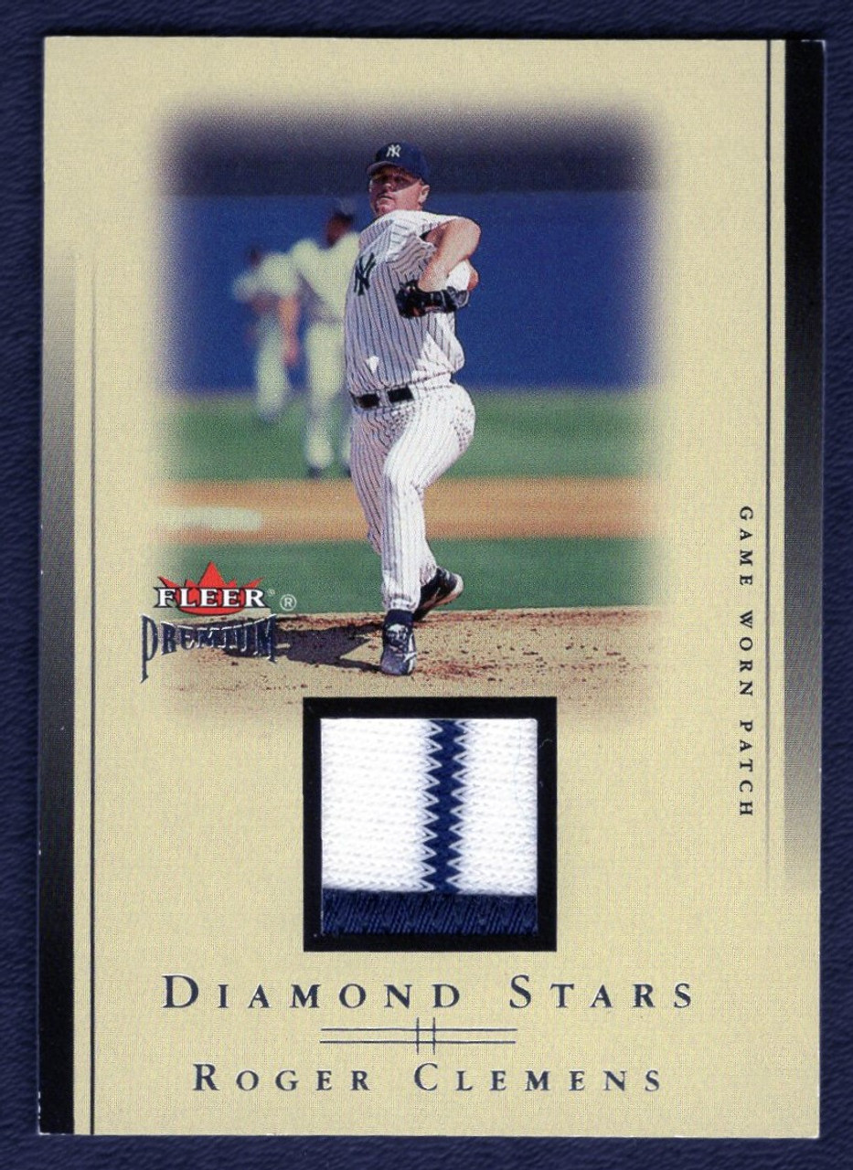 2002 Fleer Premium Roger Clemens Diamond Stars Game Worn Jersey Patch 10/75