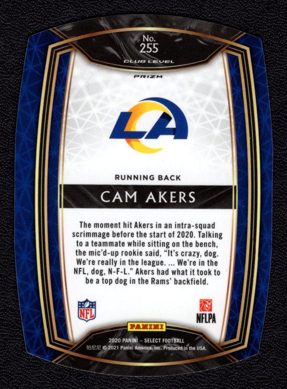 2020 Panini Select #255 Cam Akers Club Level Blue Prizm Rookie Die Cut