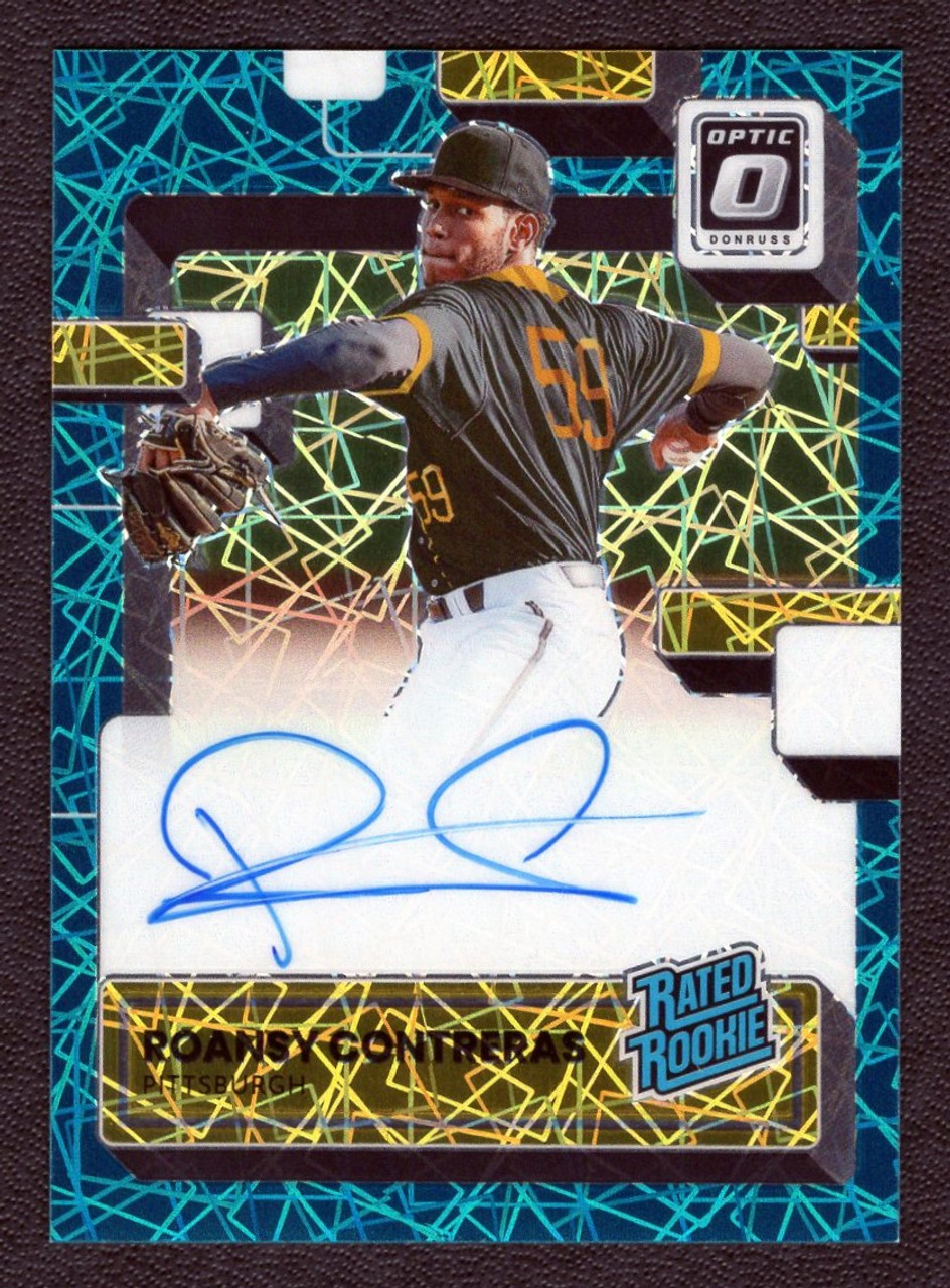 2022 Panini Donruss Optic #RRS-RC Roansy Contreras Rated Rookie Teal Velocity Prizm Autograph 38/99