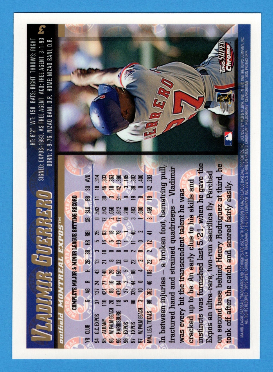 1998 Topps Super Chrome #3 Vladimir Guerrero (Oversized)