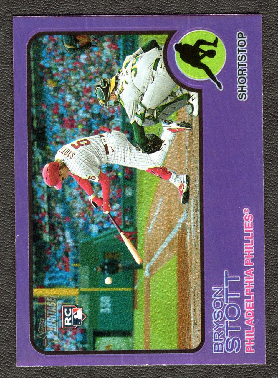 2022 Topps Heritage High Number #605 Bryson Stott Chrome Purple Refractor Rookie/RC