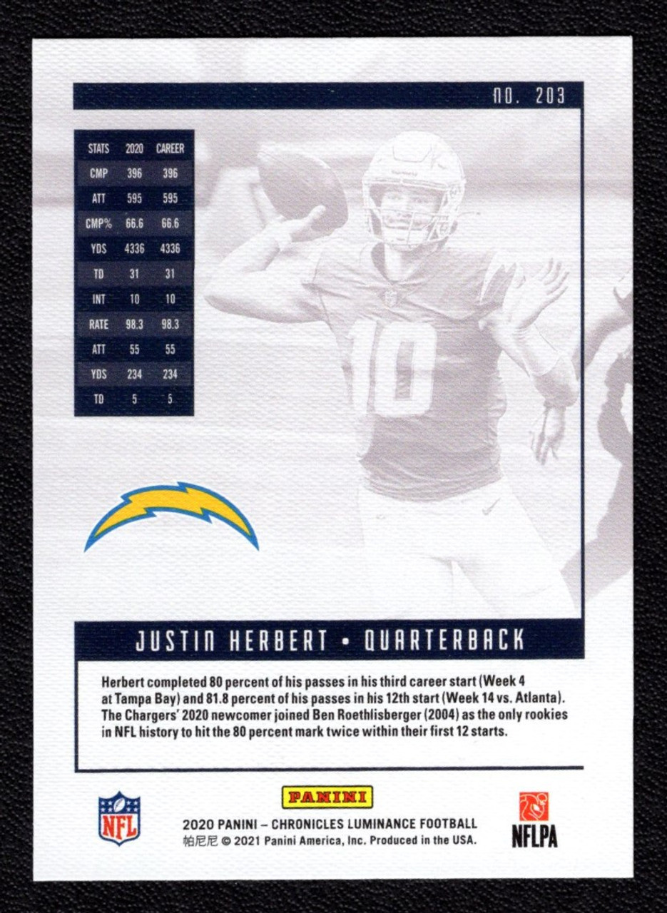 2020 Panini Chronicles #203 Justin Herbert Luminance Rookie/RC