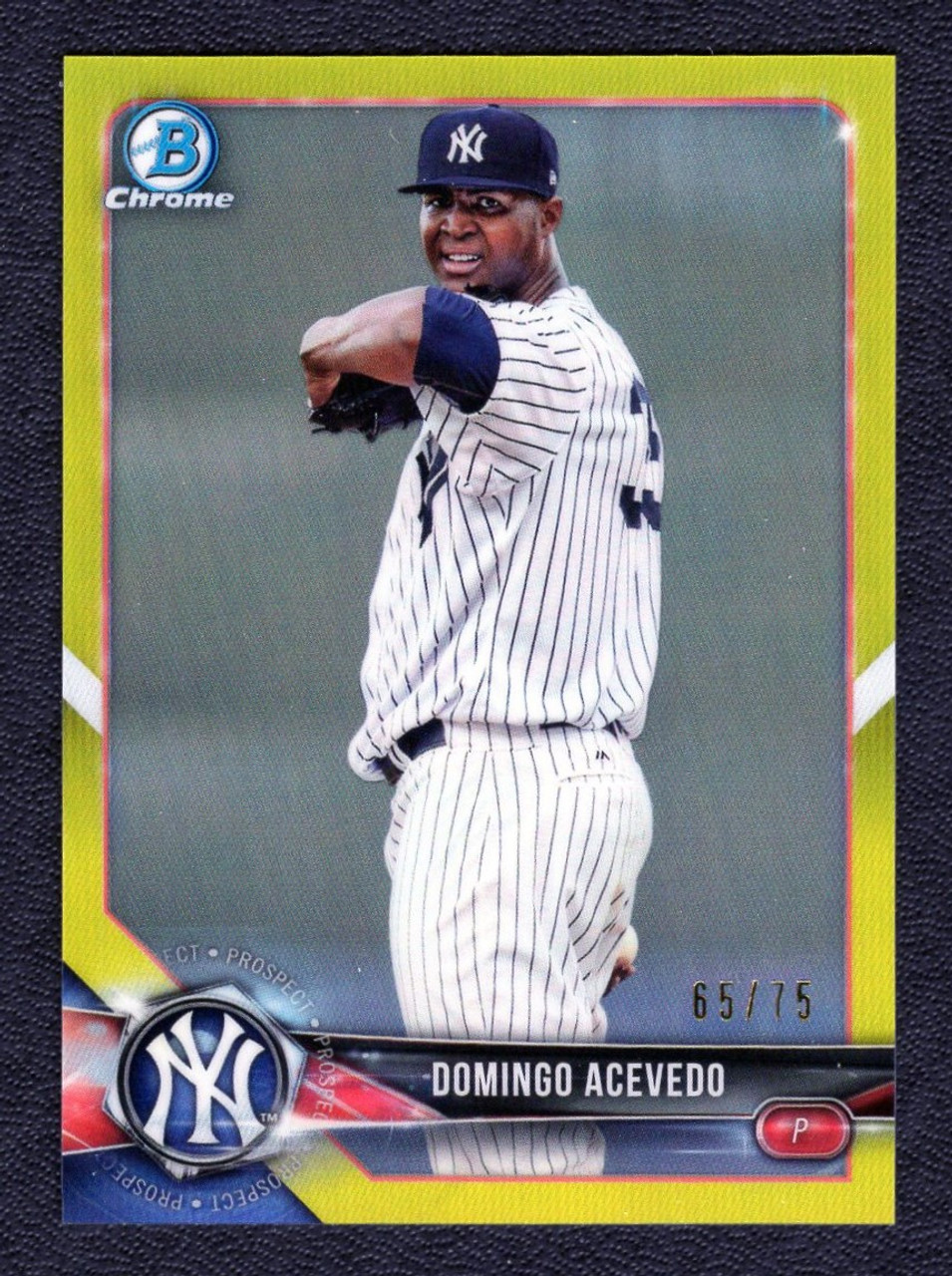 2018 Bowman Chrome #BCP32 Domingo Acevedo Yellow Refractor 65/75