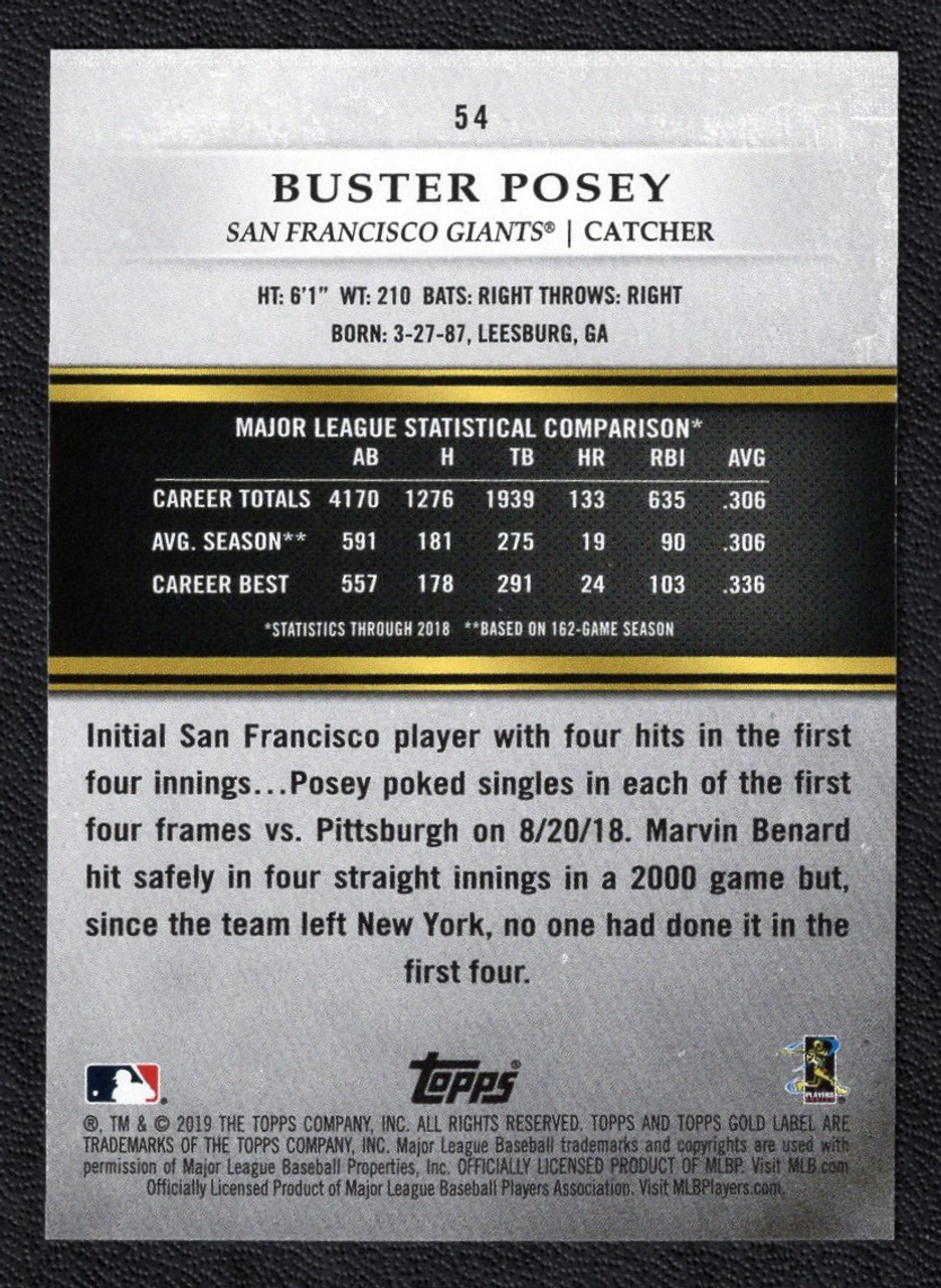 2019 Topps Gold Label #54 Buster Posey Class 1 Red Parallel 65/75