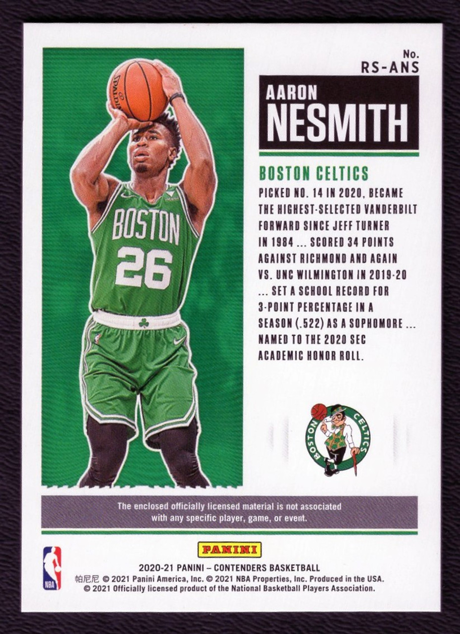 2020/21 Panini Contenders #RS-ANS Aaron Nesmith Rookie Ticket Jersey Relic