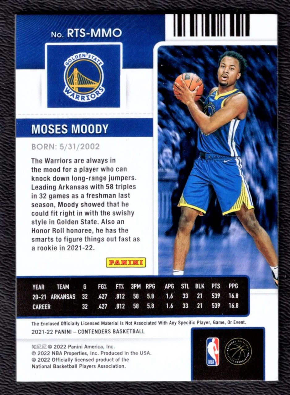 2021/22 Panini Contenders #RTS-MMO Moses Moody Rookie Ticket Jersey Relic