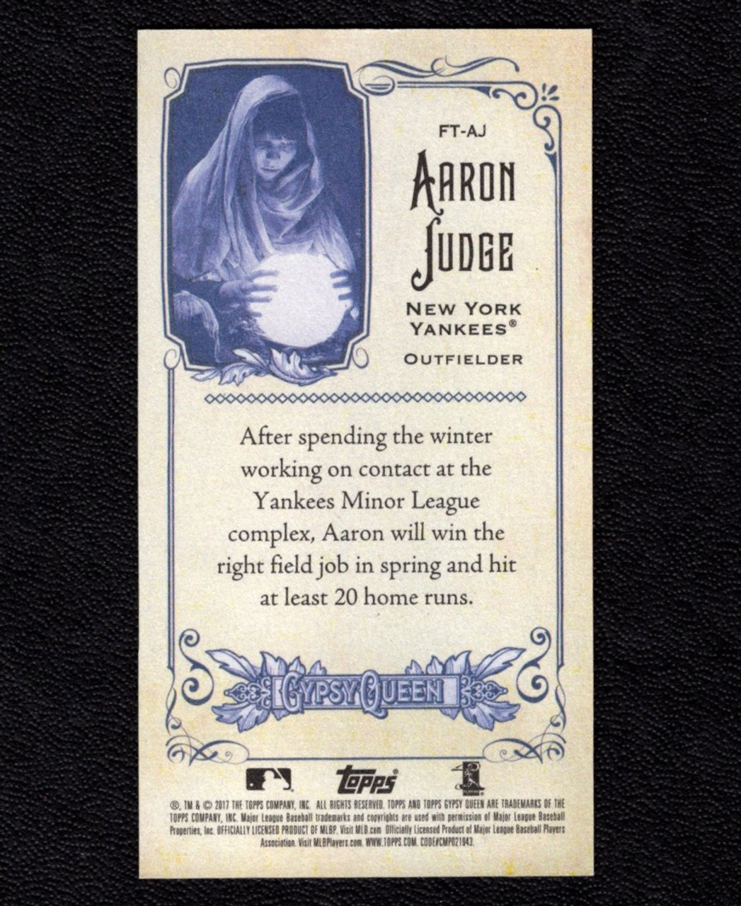 2017 Topps Gypsy Queen #FT-AJ Aaron Judge Fortune Teller Rookie/RC