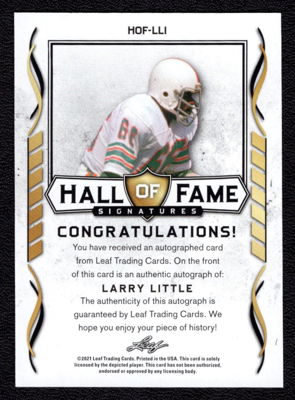 2021 Leaf #HOF-LLI Larry Little Hall Of Fame Signatures Autograph