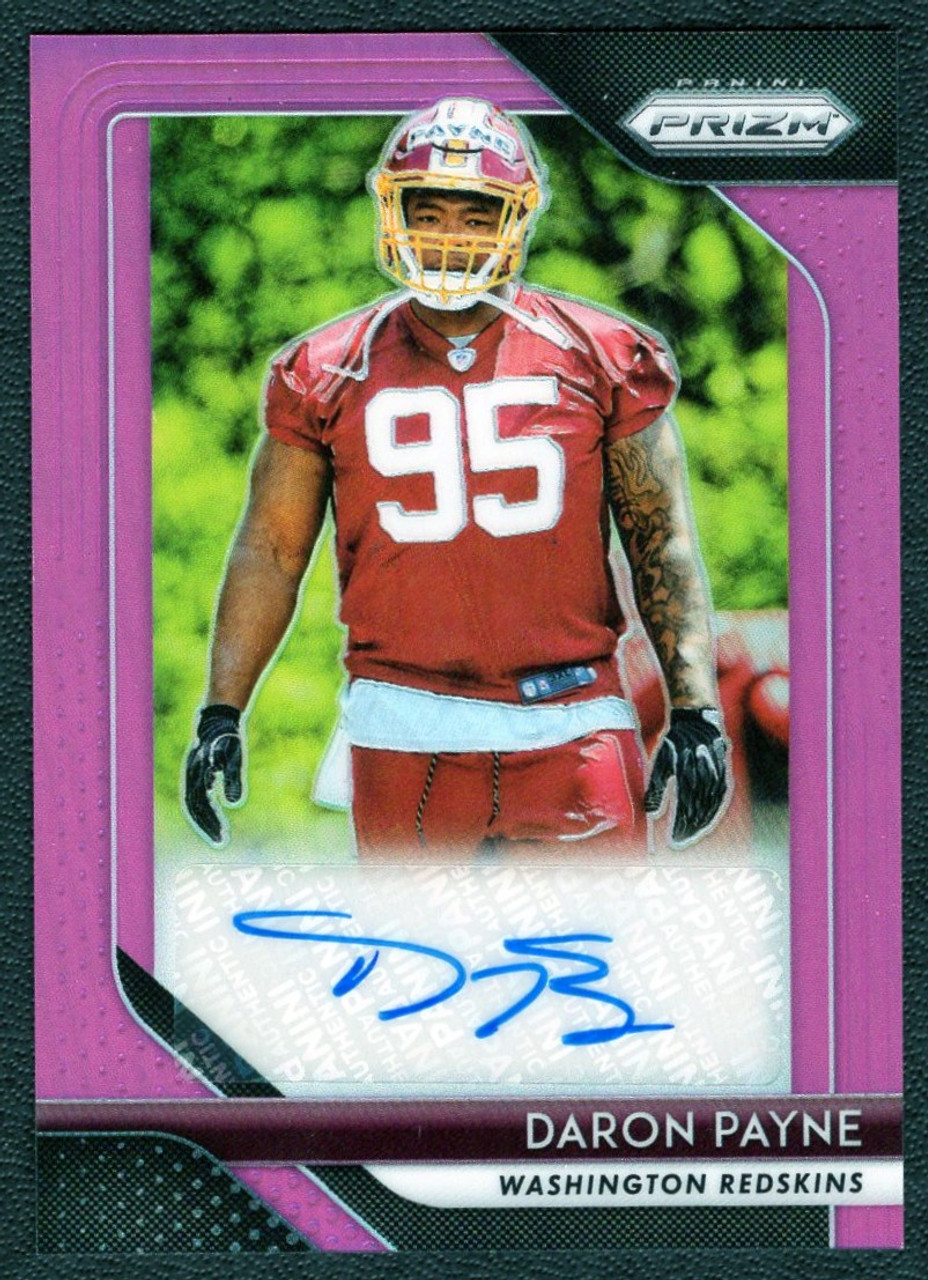 2018 Panini Prizm #RA-DP Daron Payne Pink Prizm Rookie Autograph