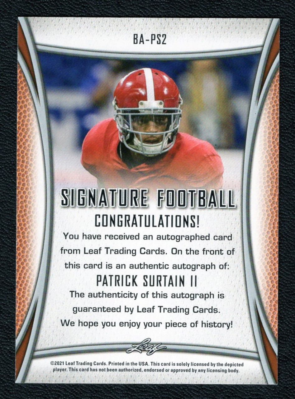 2021 Leaf Signature #BA-PS2 Patrick Surtain II Blue Parallel Rookie Autograph