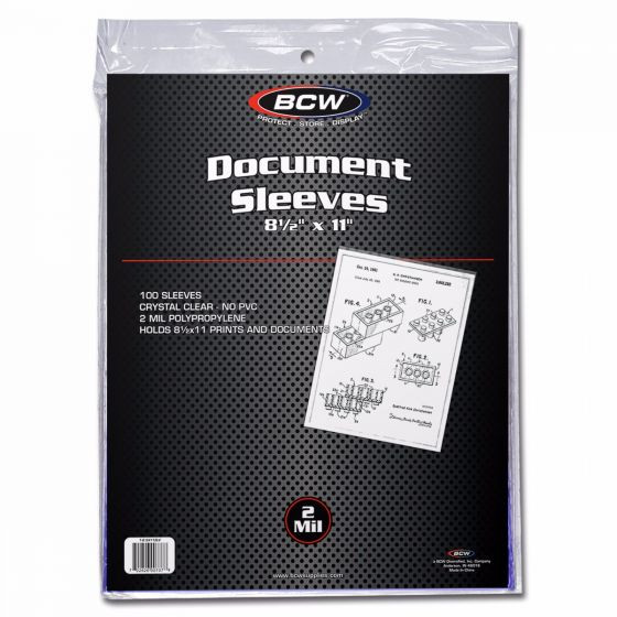 BCW 8.5X11 Document Sleeves 100ct The Baseball Card King, Inc.