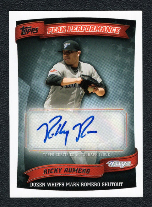 2010 Topps Update #PPA-RR Ricky Romero Peak Performance Autograph