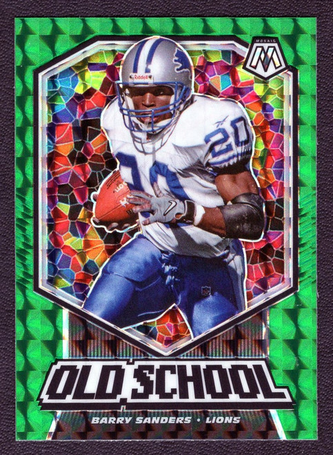 2020 Panini Mosaic #OS13 Barry Sanders Old School Green Prizm 