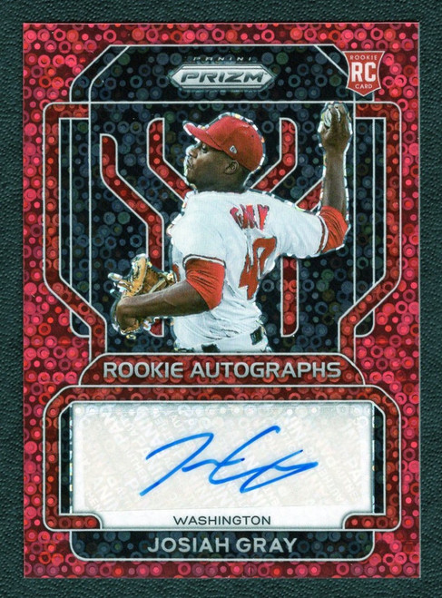 2022 Panini Prizm #RA-JG Josiah Gray Red Prizm Rookie Autograph 26/35