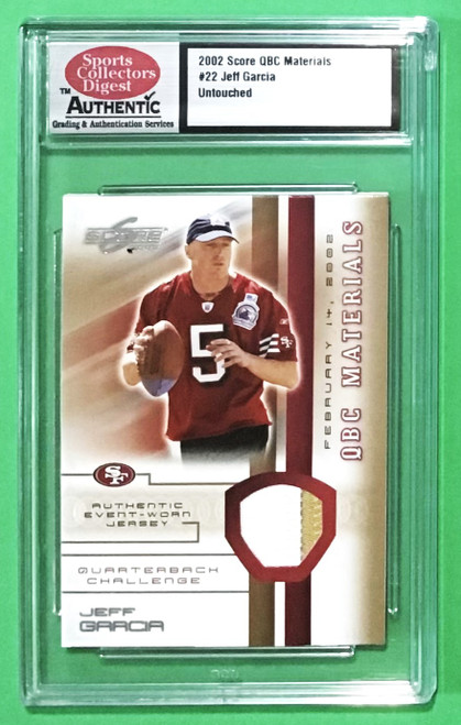 2002 Score #3 Jeff Garcia QBC Materials Event Worn Jersey Relic (Untouched)