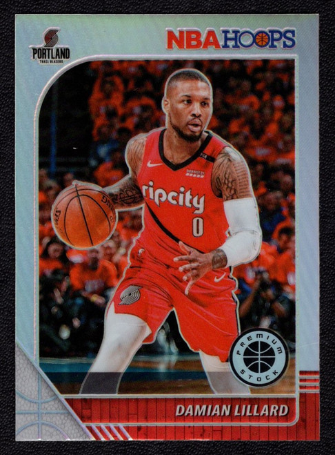 2019/20 Panini Hoops Premium Stock #157 Damian Lillard Silver Prizm