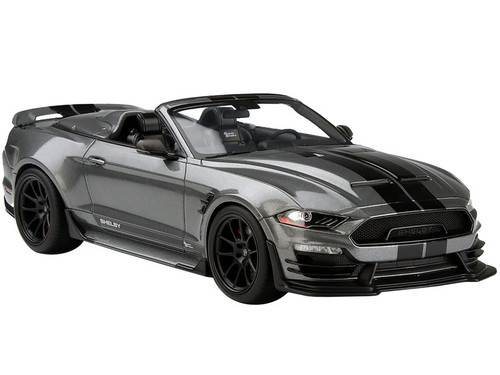 2021 Shelby Super Snake Speedster Convertible - Carbonized Gray Metallic with Black Stripes - 1:18 Model Car by GT Spirit for ACME