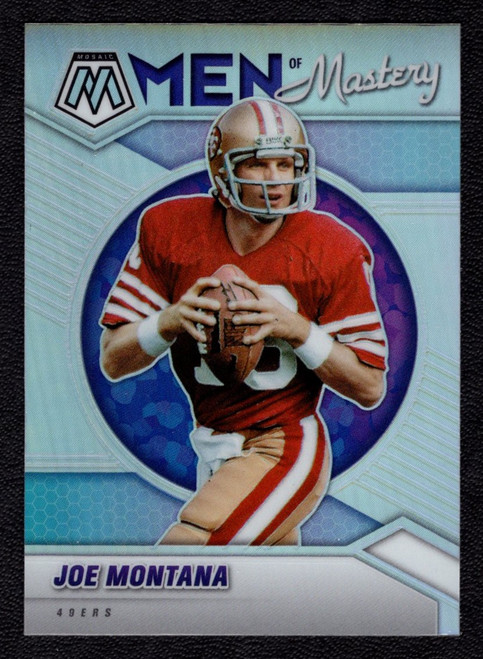 2021 Panini Mosaic #MM11 Joe Montana Men Of Mastery Silver Prizm