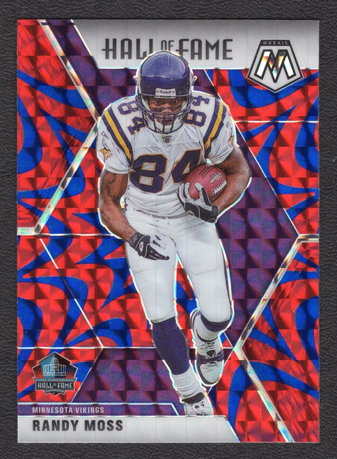 2020 Panini Mosaic #283 Randy Moss Hall Of Fame Blue Reactive Prizm