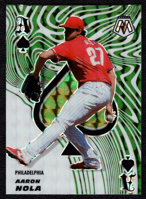 2021 Panini Mosaic #ACE13 Aaron Nola Aces Green Prizm