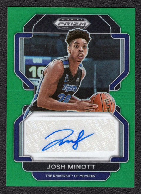 2022 Panini Prizm Draft Picks #DP-JMI Josh Minott Green Prizm Rookie Autograph